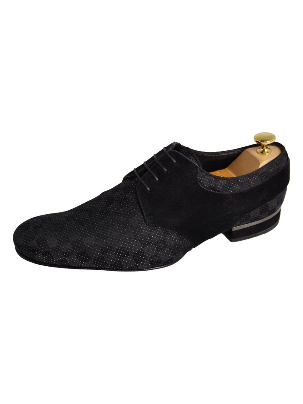 Louis Vuitton Leather Shoes Solferino Line Derby Damier Suede Black 7.5